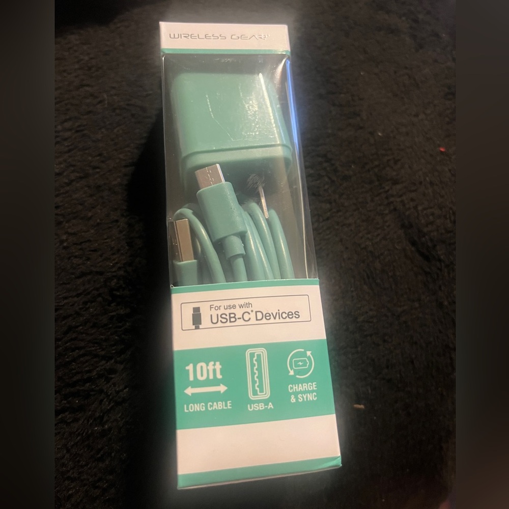 Wireless Gear Micro USB-C Devices 10’ Cable and wall charger. Mint  New